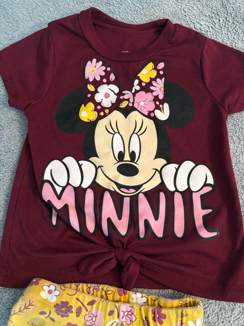 Disney Junior Minnie Mouse Shirt And Pant Set Size 3T Girls Floral Yellow - Picture 3 of 6